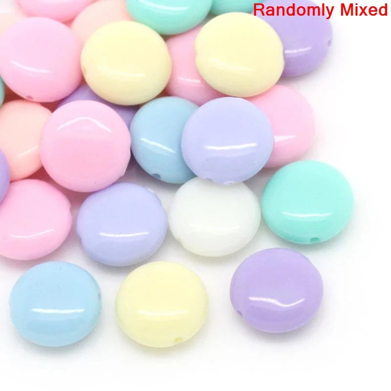 200 Pcs Acrylic Spacer Beads Flat Round Mixed For DIY Bracelet Making 12mm