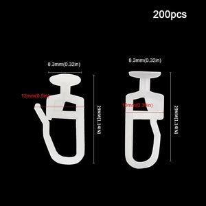 200 Pack Curtain Gliders 8.3 MM Head Track Glider Hooks for Curtain Rails