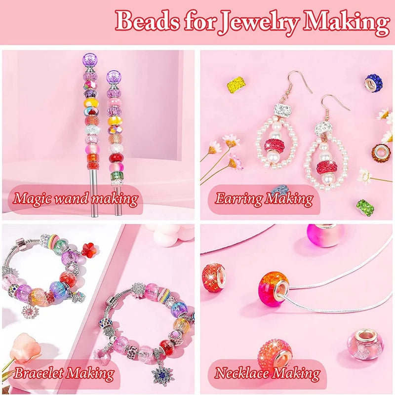 200 Large Hole Glass Beads for Jewelry Making Bulk Mixed Spacer Beads