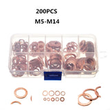 200 Pcs Copper Sealing Gasket Washer Sump Oil Crush Flat Seal Ring Tool Hardware