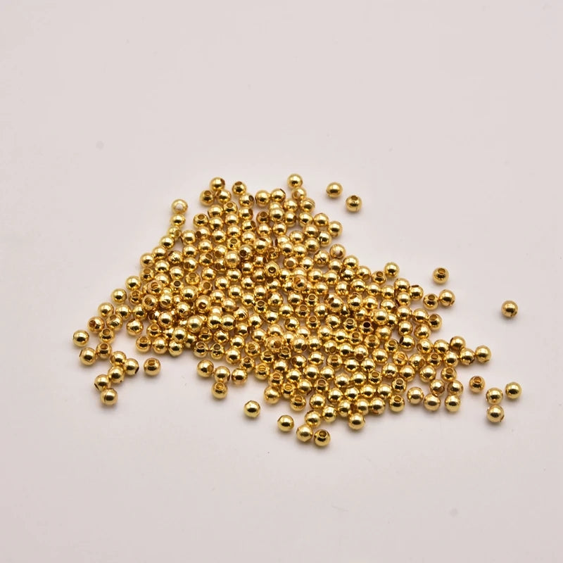 200 Pcs 2.5mm Gold Beads Jewelry Findings DIY Earring Accessories
