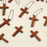 200 Pcs Mini Wooden Cross Small Wood Cross Pendant Hanging Ornament DIY Necklace
