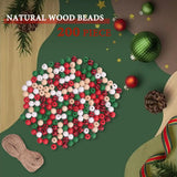 200 Christmas Wooden Beads Natural Polished for DIY Craft Holiday Garland