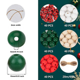 200 Christmas Wooden Beads DIY Craft Garland Jewelry Making