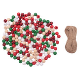 200 Christmas Wooden Beads Natural Polished for DIY Craft Holiday Garland