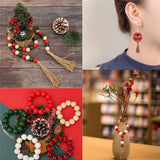 200 Christmas Wooden Beads DIY Craft Garland Jewelry Making