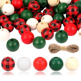 200 Christmas Wooden Beads DIY Craft Garland Jewelry Making