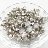 200 Pcs 8mm CZ Crystals Rhinestone Rivets Silver Nailhead Spots Studs DIY