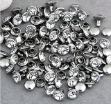 200 Pcs 8mm CZ Crystals Rhinestone Rivets Silver Nailhead Spots Studs DIY