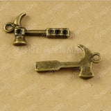 200pcs Antique Bronze Hammer Shape Charms Pendants for Jewelry Making