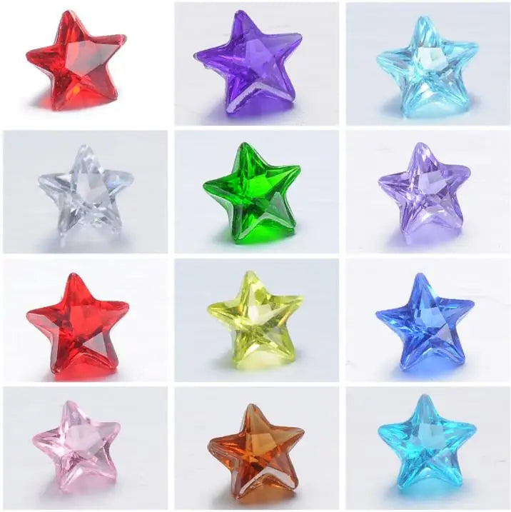 200 pcs 5mm Birthstone Star Charms Mixed Colors DIY Floating Locket