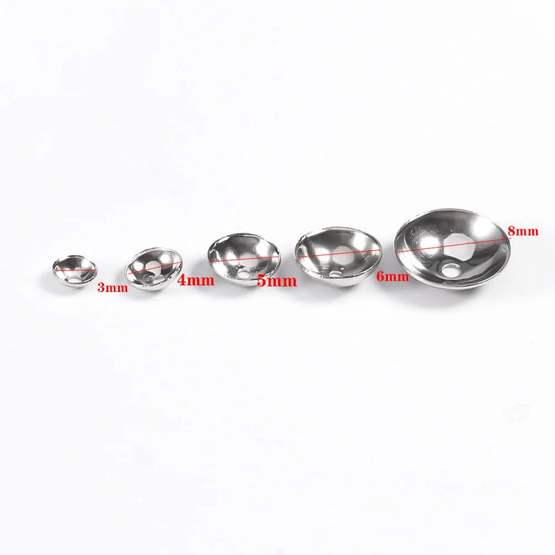 200 pcs Stainless Steel Spacer Bead Caps 3/4/5/6/8mm DIY Jewelry Finding