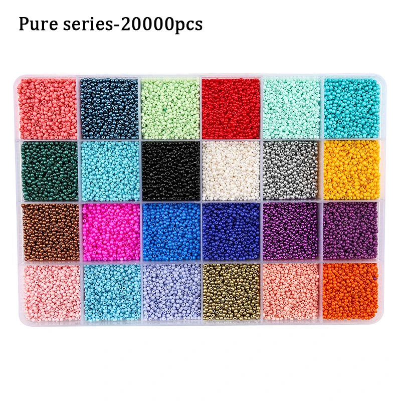 20K 2mm Glass Seed Beads Kit for Jewelry Making DIY Bracelet Earrings Necklace
