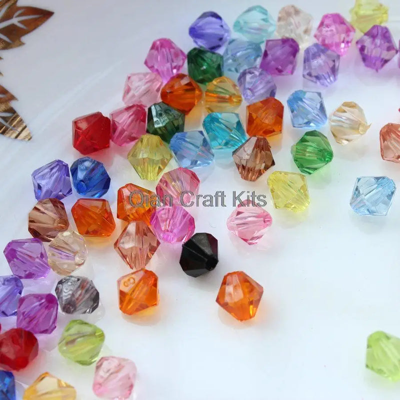 2000pcs 8mm Transparent Acrylic BICONE Beads Glitter