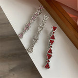 Y2K Crystal Bow Hairpin Red Pink Rhinestone Clip