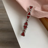 Y2K Crystal Bow Hairpin Red Pink Rhinestone Clip