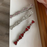 Y2K Crystal Bow Hairpin Red Pink Rhinestone Clip