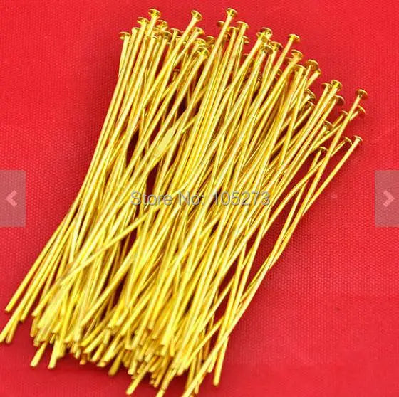 200PCS Plated Head Pin Jewelry Findings 60mm 18 Gauge
