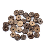 200PCs Coconut Shell Spacer Beads Flat Round Coffee 12mm Dia.