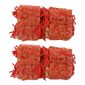 200Pc Red Organza Drawstring Gift Jewelry Bags Wedding Xmas Party Bags