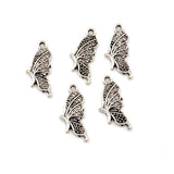 200Pc Ancient Silvs 9.5x22mm Butterfly Beads For Jewelry Making