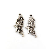 200Pc Ancient Silvs 9.5x22mm Butterfly Beads For Jewelry Making