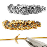 200Pcs Stainless Steel Ball Stopper Crimp End Beads Spacer Beads for DIY Jewelry