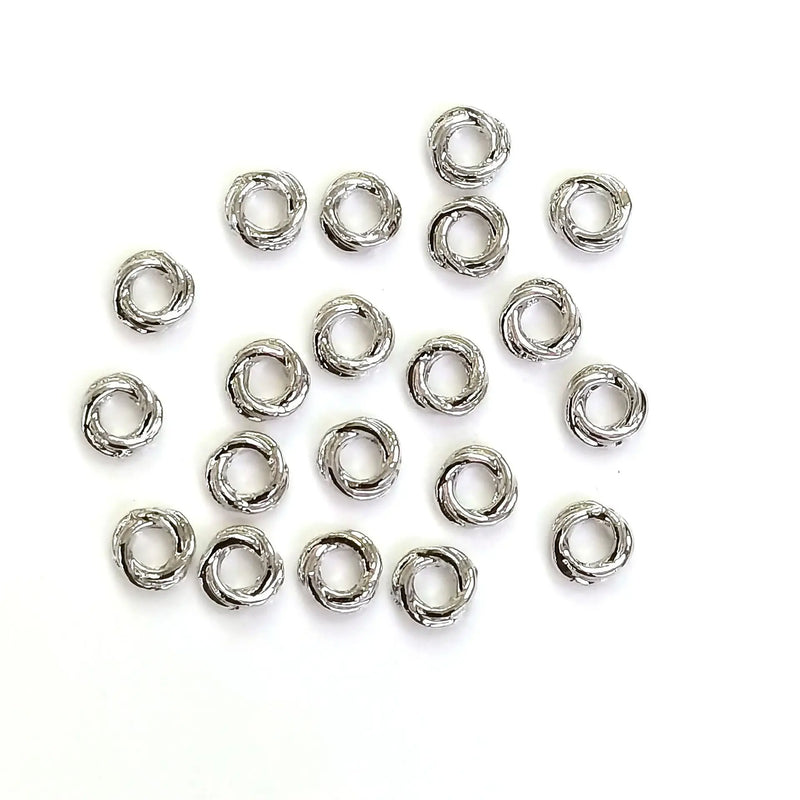 200Pcs 14K Plated Twist Ring Spacer Gasket Beads DIY Accessories