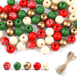 200Pcs 16mm Christmas Wooden Beads Set with String Colorful DIY Craft