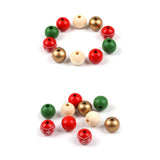 200Pcs 16mm Christmas Wooden Beads Set with String Colorful DIY Craft