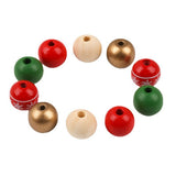 200Pcs 16mm Christmas Wooden Beads Set with String Colorful DIY Craft