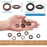200Pcs Dyed Wood Jewelry Findings Coconut Linking Rings Mixed 20~23x2~5mm