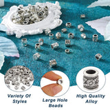 200Pcs Tibetan Style Large Hole Beads for DIY Bracelet Necklace Craft