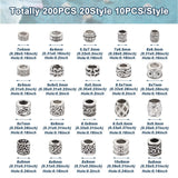 200Pcs Tibetan Style Large Hole Beads for DIY Bracelet Necklace Craft