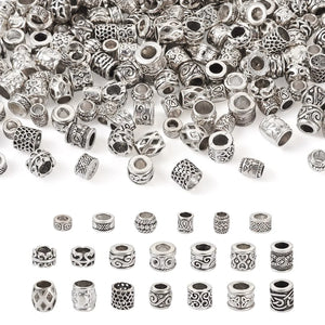 200Pcs Tibetan Style Large Hole Beads for DIY Bracelet Necklace Craft