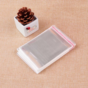 200Pcs 9x13cm Clear Self-Adhesive Plastic Bags for Jewelry