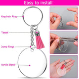 200Pcs Acrylic Keychain Blanks with Rings Clear Key Chains Round Discs