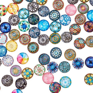 200Pcs 12mm Mixed Mosaic Glass Beads DIY Bracelet Earrings Necklace Patch