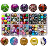 200Pcs 8MM Mixed Colorful Glass Beads for Jewelry Making DIY Charms