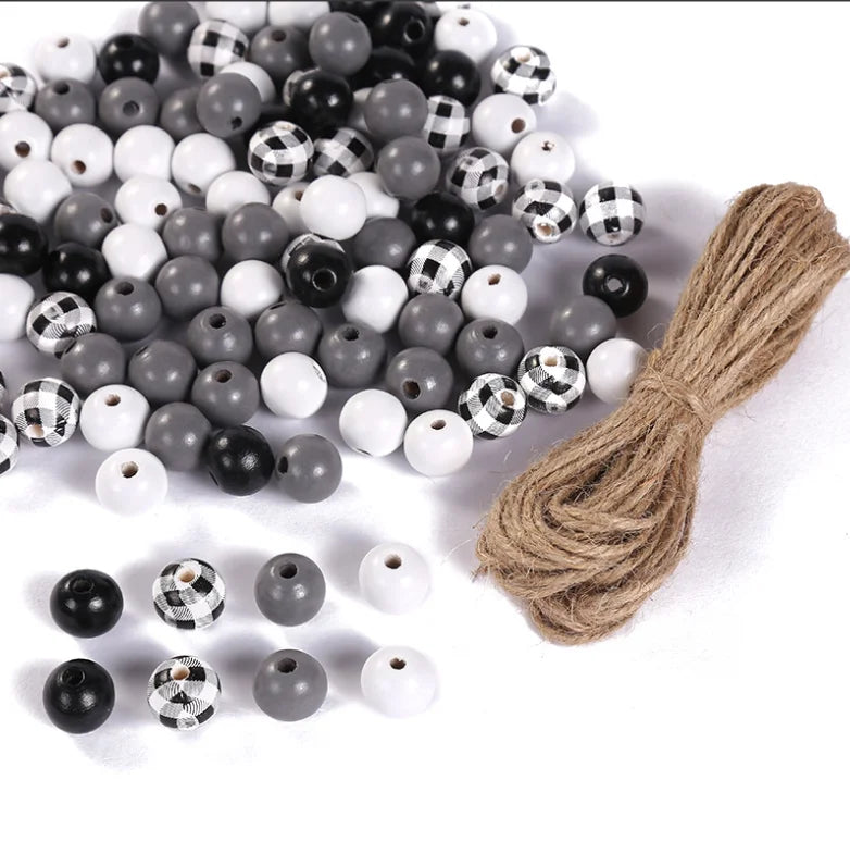 200Pcs Wood Beads & Beading Cords Set - Jewelry Making Kit with Box