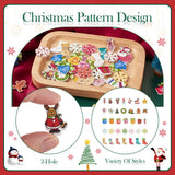 200Pcs Christmas Wood Buttons Santa Tree Bell Socks Beads 2-Hole Flatback DIY