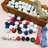 200Pcs Christmas Snowman Wooden Beads DIY Festive Party Craft Bracelet Jewelry
