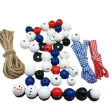 200Pcs Christmas Snowman Wooden Beads DIY Festive Party Craft Bracelet Jewelry