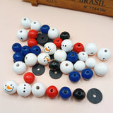 200Pcs Christmas Snowman Wooden Beads DIY Festive Party Craft Bracelet Jewelry