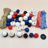200Pcs Christmas Snowman Wooden Beads DIY Festive Party Craft Bracelet Jewelry