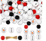 200Pcs Christmas Snowman Wooden Beads Winter DIY Wreath Party Crafts