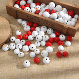 200Pcs Christmas Snowman Wooden Beads Winter DIY Wreath Party Crafts