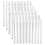 200Pcs 12X100mm Clear Plastic Test Tube with Cap U- Bottom Lab Supplies