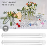 200Pcs 12X100mm Clear Plastic Test Tube with Cap U- Bottom Lab Supplies