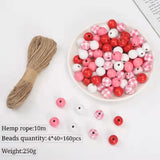 200Pcs Wooden Beads Set Christmas DIY Wreath Party Decor Bracelet Jewelry